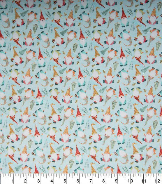 Gnomes on Mint Christmas Cotton Fabric, , hi-res, image 2