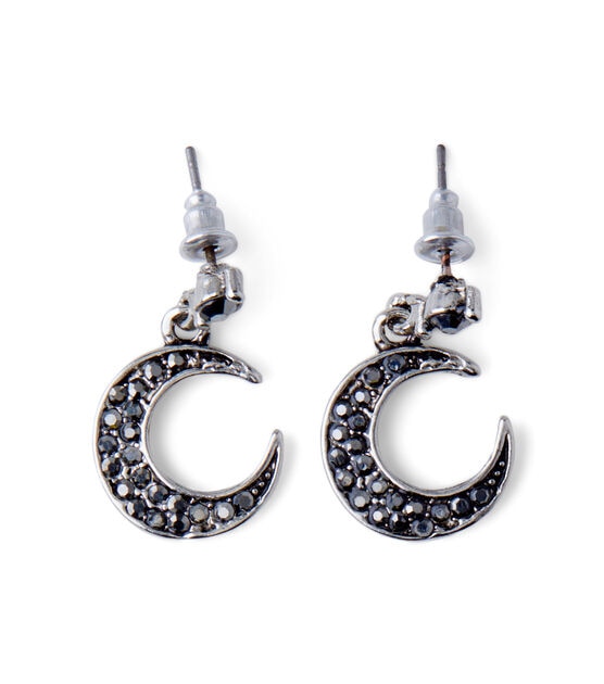 1" Antique Silver Crescent Earrings by hildie & jo, , hi-res, image 2