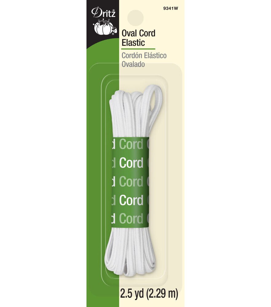 Dritz Oval Cord Elastic 2.5Yds, White, swatch