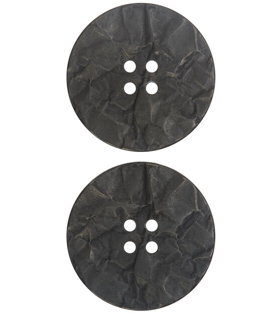 La Mode 1 1/8" Black Textured Metal 4 Hole Buttons 2pk, , hi-res, image 3