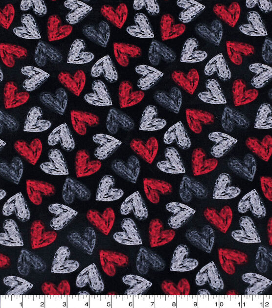 Chalkboard Hearts Valentine's Day Cotton Fabric