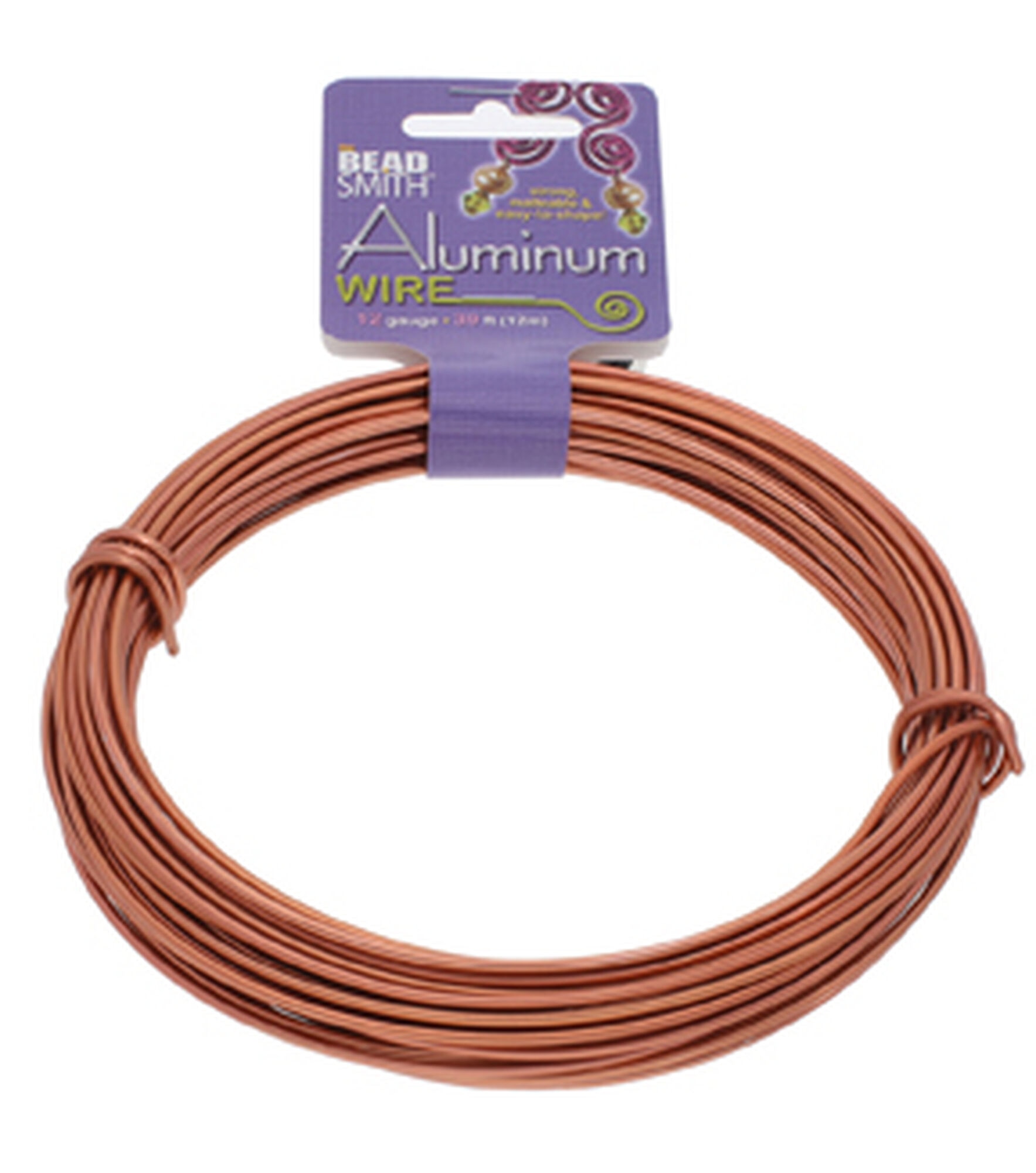 Beadsmith Aluminum Wire 12 Gauge 39' Coil Copper