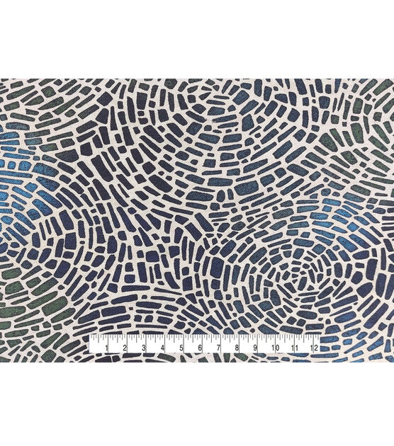 Mosaic Swirl Blue Cotton Canvas Fabric, , hi-res, image 4