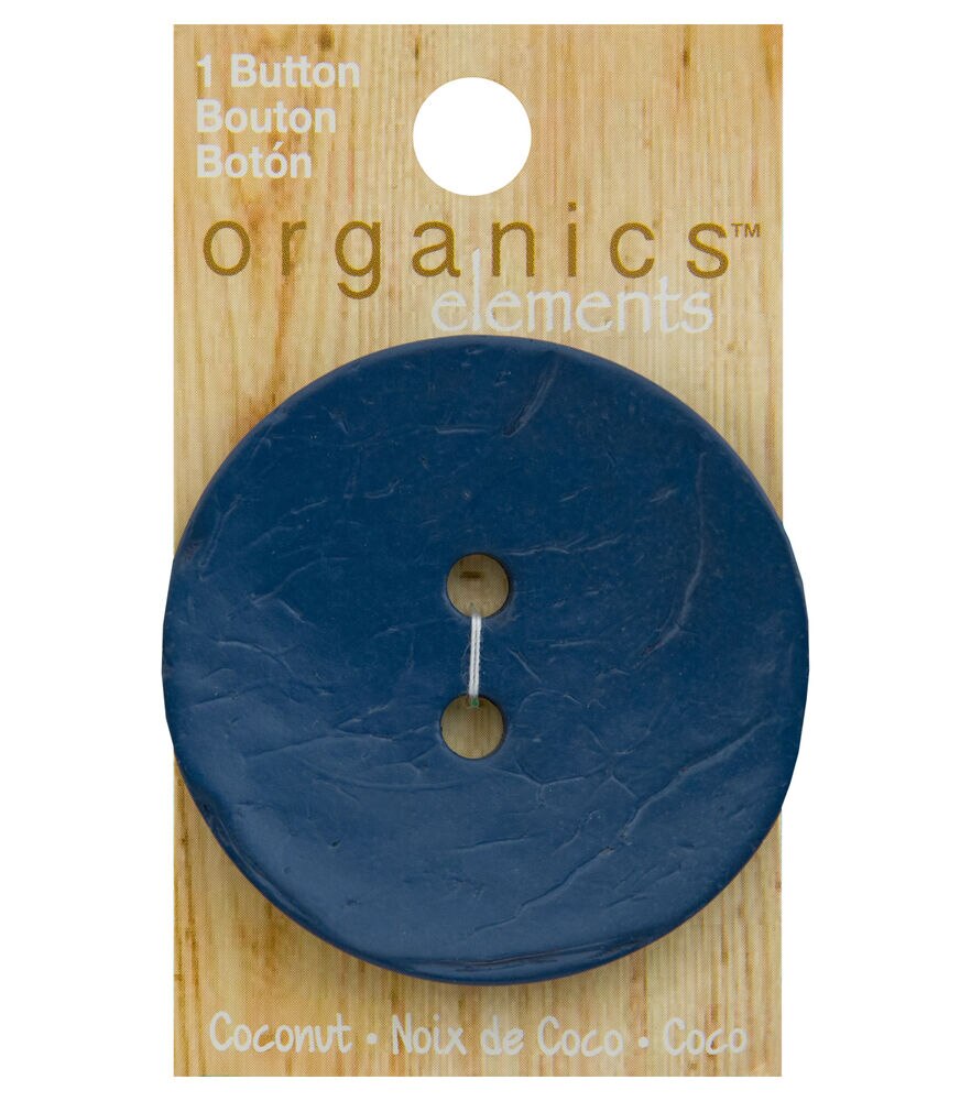 Organic Elements 2.5" Coconut Round 2 Hole Button, Coco Blue, swatch