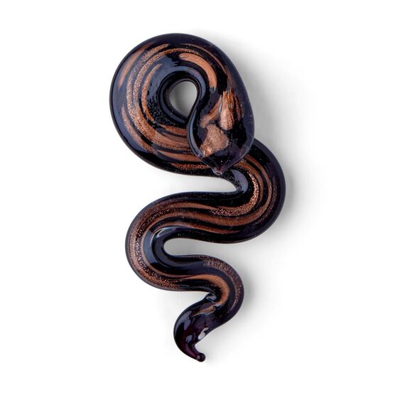 68mm x 28mm Black Glass Snake Pendant by hildie & jo, , hi-res, image 2