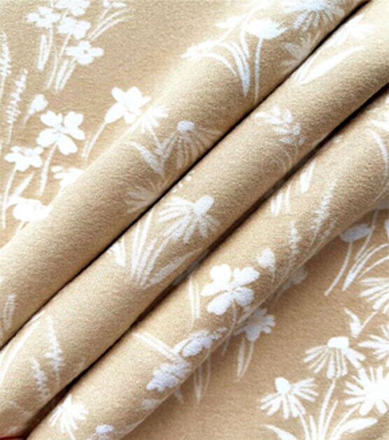 Tan Wildflower Jersey Knit Fabric, , hi-res, image 3