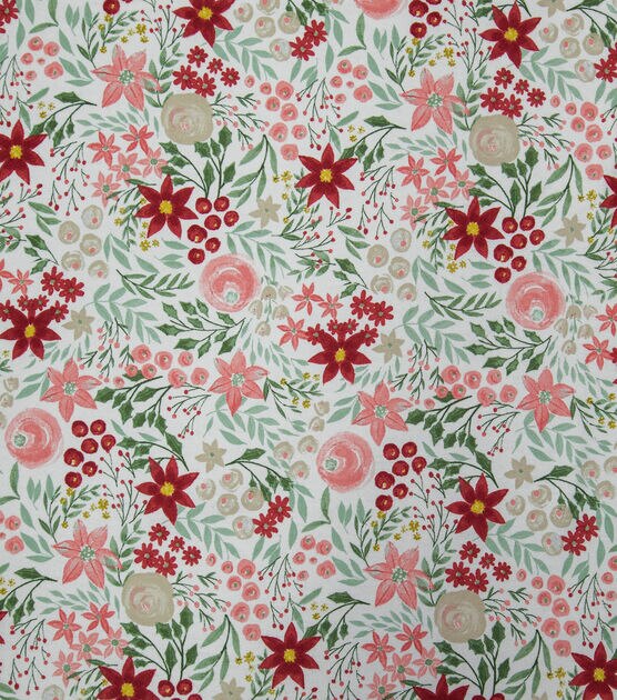 Super Snuggle Watercolor Poinsettia Flannel Fabric, , hi-res, image 2