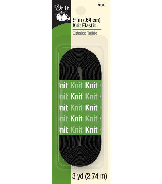 Dritz 1/4" Knit Elastic, Black, 3 yd