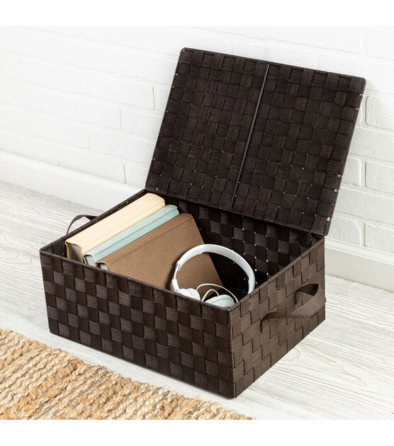 Honey Can Do 17" Espresso Woven Storage Box With Hinged Lid, , hi-res, image 3