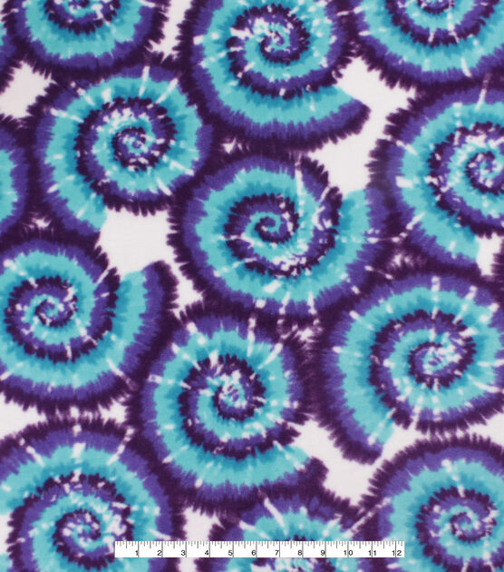 Purple & Turquoise Tie Dye Anti Pill Fleece Fabric, , hi-res, image 2
