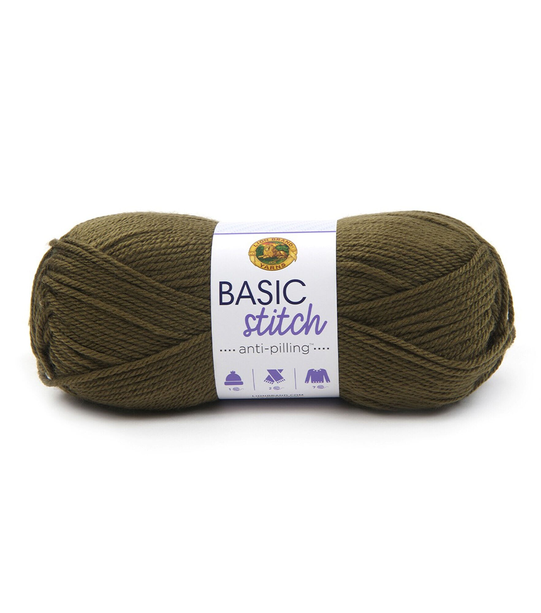 Lion Brand Basic Stitch Anti Pilling Worsted Acrylic Yarn, Olive, hi-res