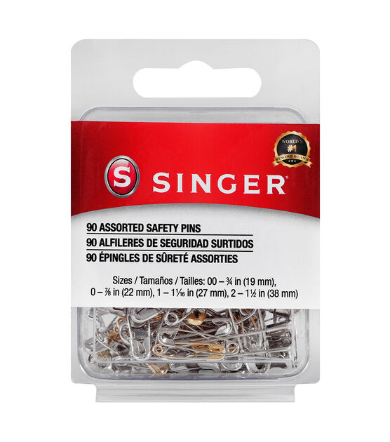 SINGER Assorted Sized Safety Pins, 90 Count