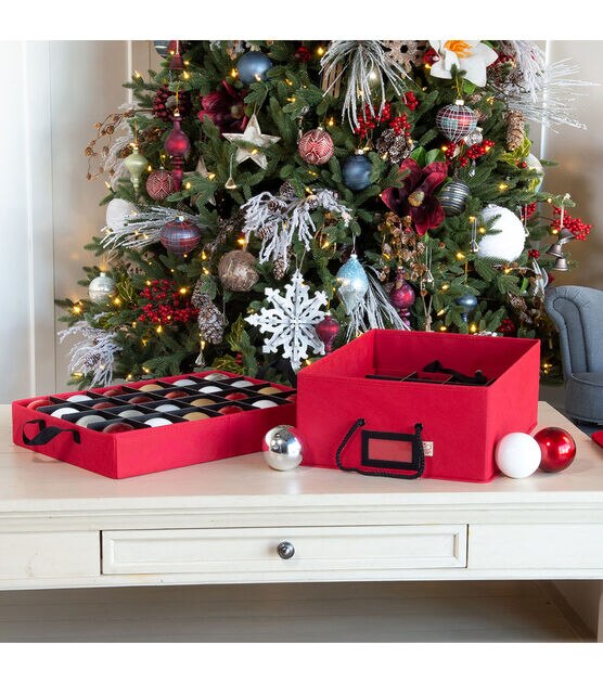 Santa's Bags Red Two Tray 48 Ornament Storage Box, , hi-res, image 9