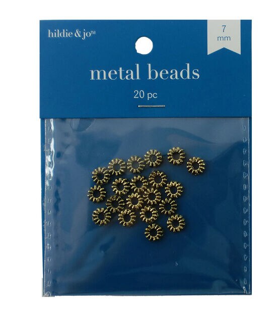 7mm Gold Metal Wheel Beads 20pc by hildie & jo