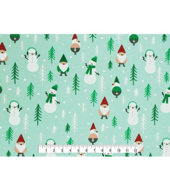 Gnomes & Snowmen on Blue Super Snuggle Christmas Flannel Fabric, , hi-res, image 4