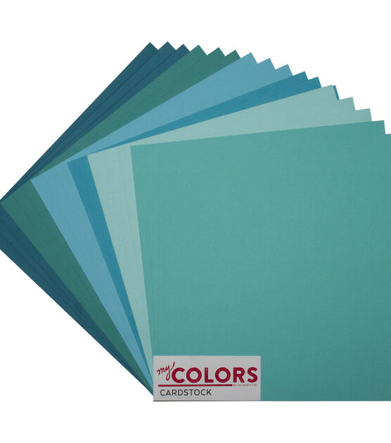 My Mind's Eye My Colors Canvas 12''x12'' Premium Cardstock Aqua Tones, , hi-res, image 2