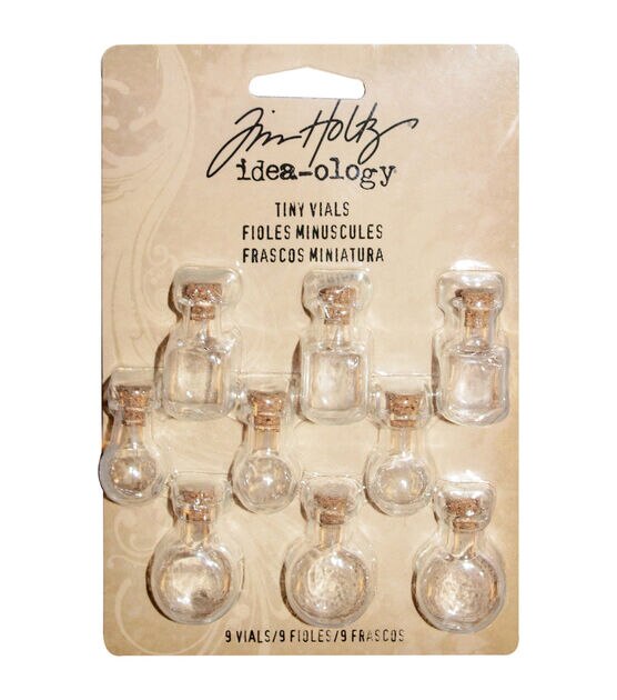 Tim Holtz Idea Ology 9ct Tiny Corked Glass Vials