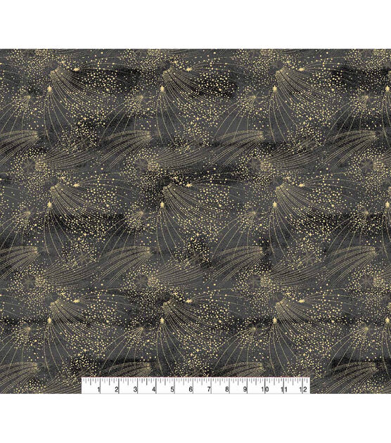 Celestial Stars Black Quilt Metallic Cotton Fabric by Keepsake Calico, , hi-res, image 2