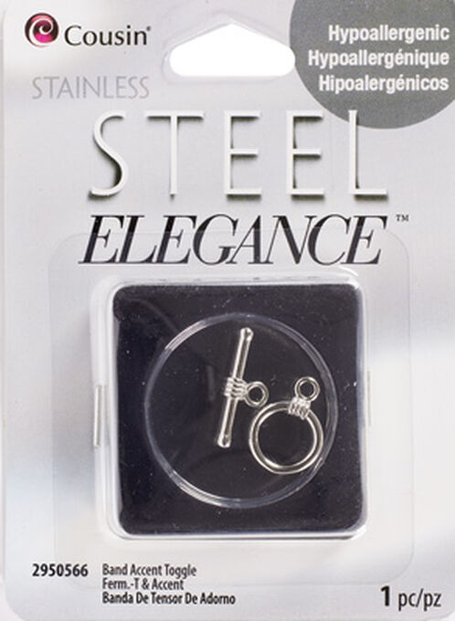 Cousin Stainless Steel Elegance Band Accent Toggle
