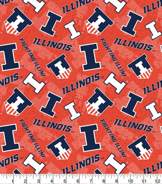 University of Illinois Fighting Illini Cotton Fabric Tone on Tone