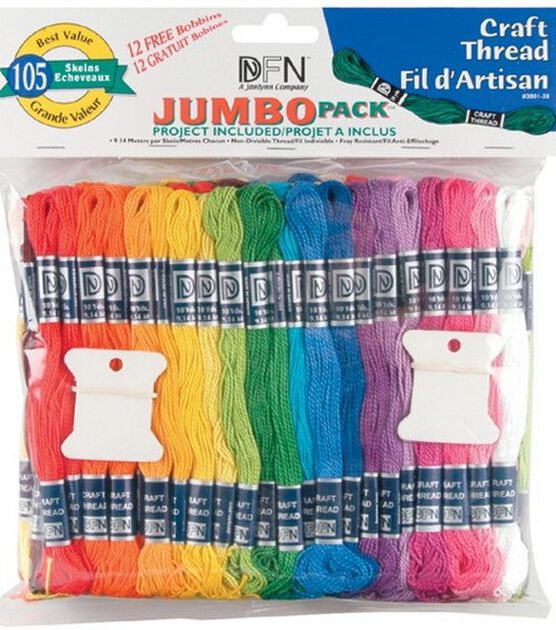 Jumbo Value Pack 105ct Craft Thread With 12 Bobbins