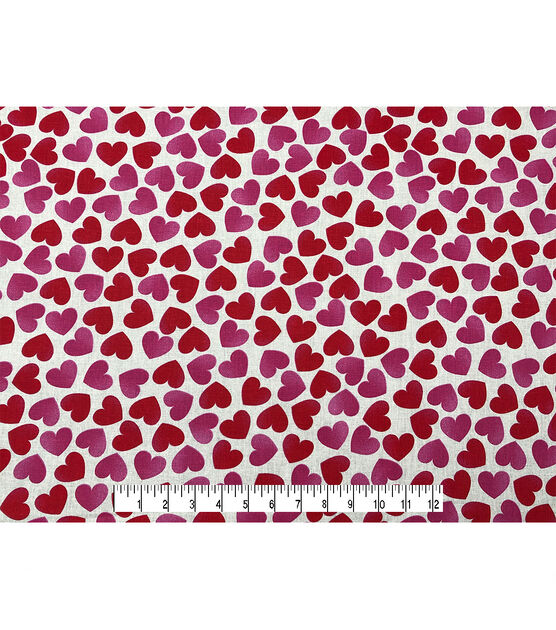 Simple Hearts Pink On White Valentine's Day Cotton Fabric, , hi-res, image 4