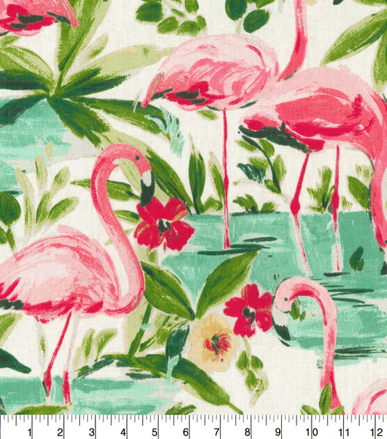 Waverly Upholstery Decor Fabric Floridian Flamingo in Bloom