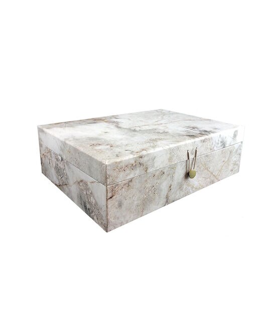 12.5" Stone Pattern Rectangle Box With Button Closure
