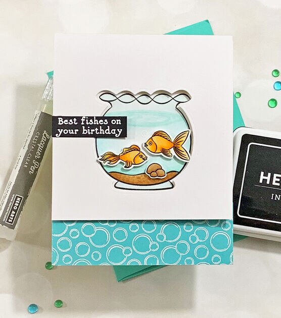 Hero Arts Stamp & Cut Clear Stamps with Dies Fishy, , hi-res, image 2