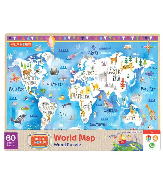 MasterPieces 16.5" x 12" Hello World Map Puzzle 60pc