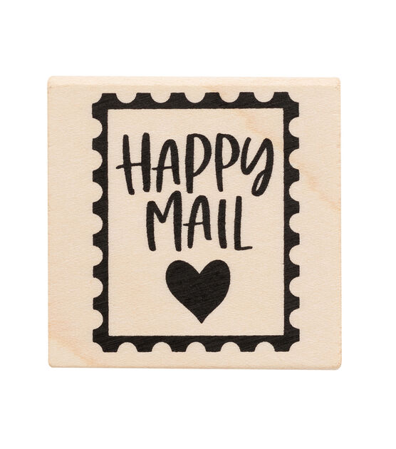 American Crafts Wooden Stamp Happy Mail