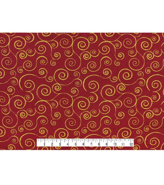 Scrolls Christmas Glitter Cotton Fabric, , hi-res, image 6