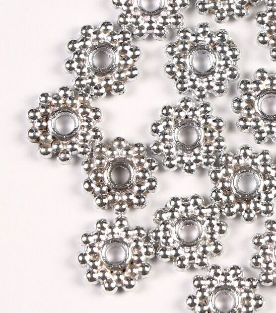 9mm Silver Cast Metal Bubbled Star Spacer Beads 22pc by hildie & jo, , hi-res, image 2