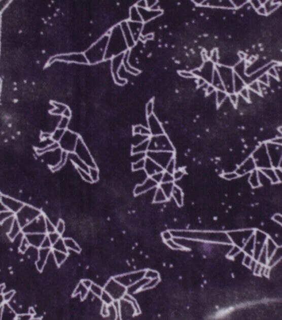 Galaxy Dinosaurs on Purple Anti Pill Fleece Fabric