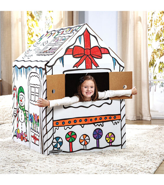 38" Gingerbread Cardboard House Coloring Kit, , hi-res, image 6