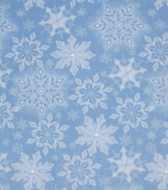 Intricate Snowflakes on Blue Anti Pill Fleece Fabric