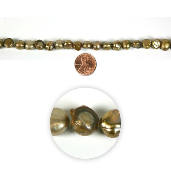 7" Topaz Aurora Borealis Freshwater Pearl Strung Beads by hildie & jo
