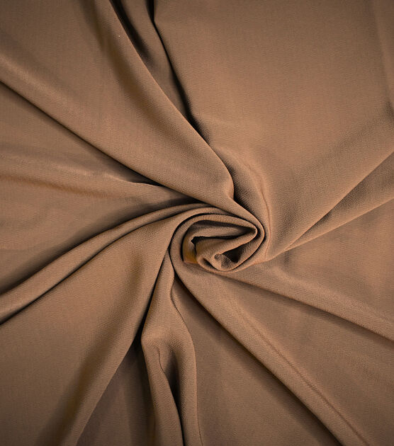 Brown Textured Polyester Crepe Silky Fabric