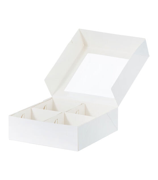 6" White 4 Compartment Windowed Treat Boxes 15ct by STIR, , hi-res, image 2