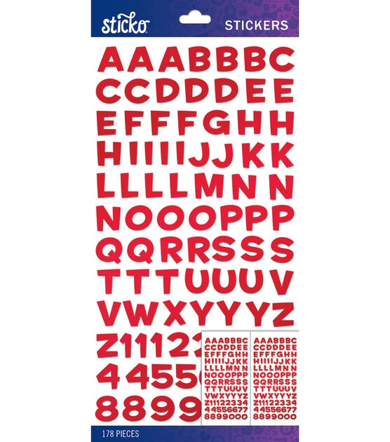 Sticko Red Metallic Funhouse Small Alphabet Stickers