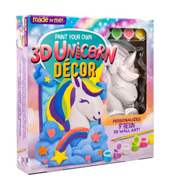 Made By Me 3ct Paint Your Own 3D Unicorn Decor, , hi-res, image 2