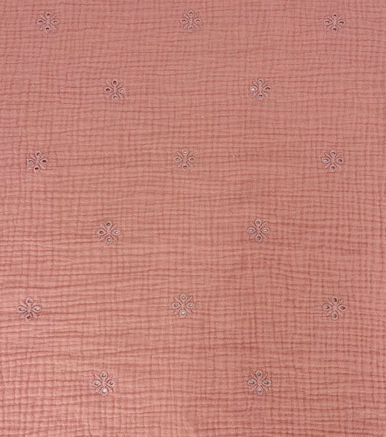 Pink Double Layer Eyelet Bubble Cotton Fabric, , hi-res, image 1