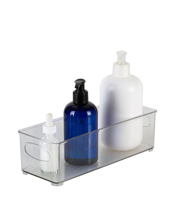 Simplify 10" x 3" Clear Narrow Vertical Stripe Organizer With Handles, , hi-res, image 3