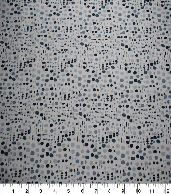Navy Funky Dots on White Quilt Cotton Fabric by Quilter's Showcase, , hi-res, image 2