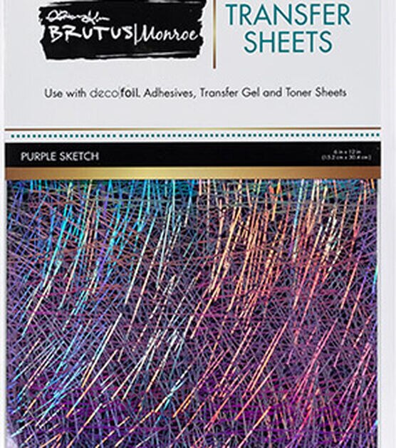 Brutus Monroe Deco Foil Transfer Sheets 6'' x 12'' 10 Pkg Purple Sketch