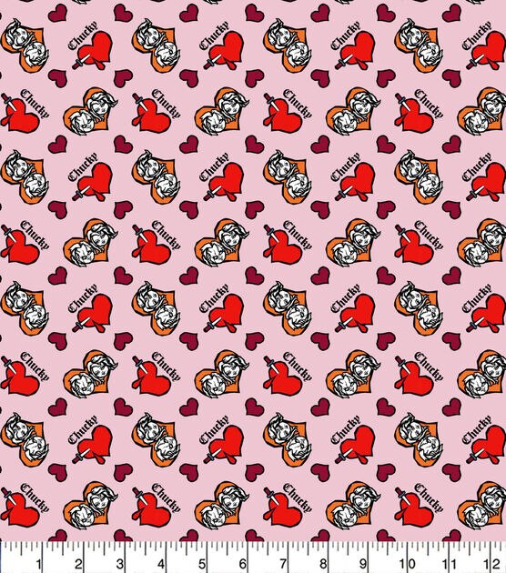 Chucky Romance Is Dead Valentine's Day Cotton Fabric, , hi-res, image 1