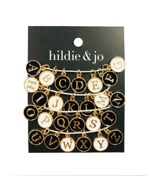 26ct Black Alphabet on Silver Round Charms by hildie & jo