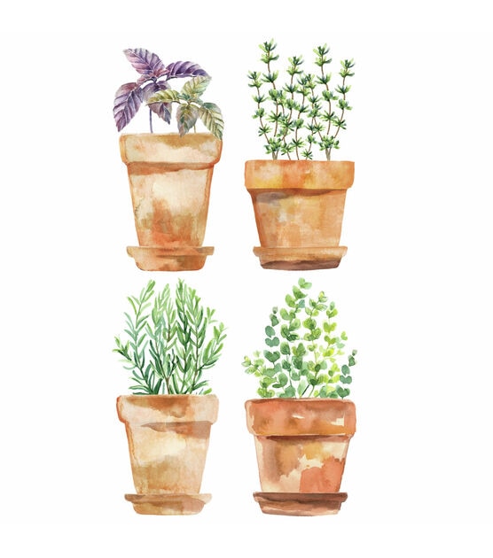 RoomMates Wall Decals Watercolor Potted Herbs, , hi-res, image 2