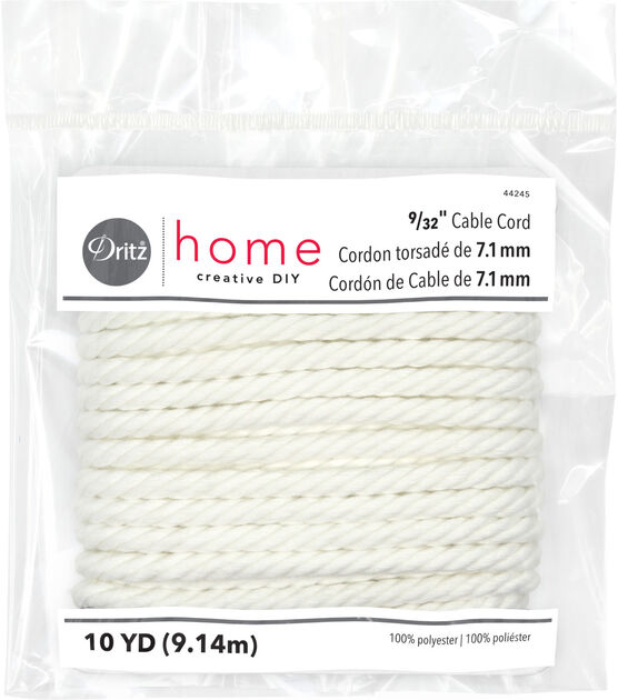 Dritz Home Cable Cord, 9/32" x 10 yd, White