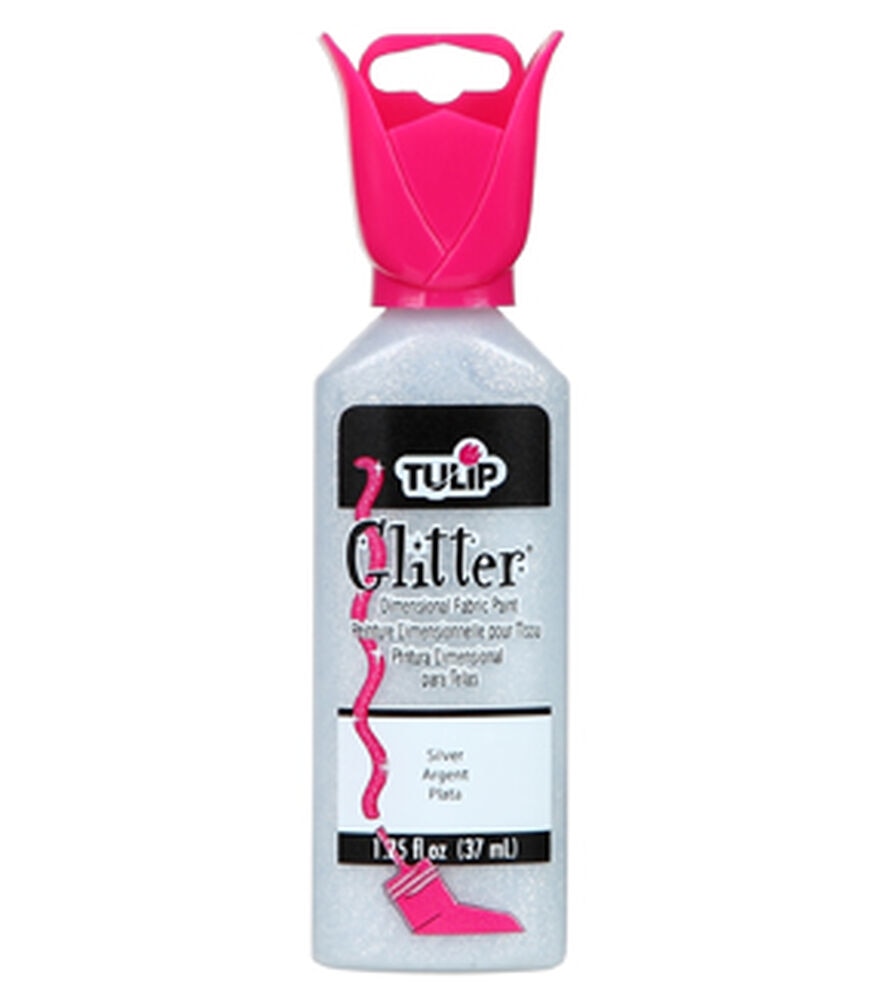 Tulip Dimensional Fabric Paint 1.25oz Glitter, Silver, swatch